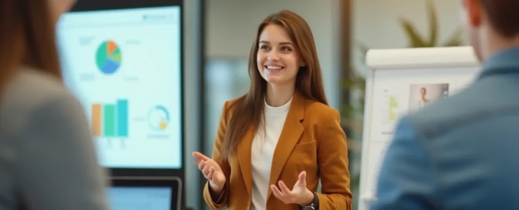 Vrouw geeft een presentatie